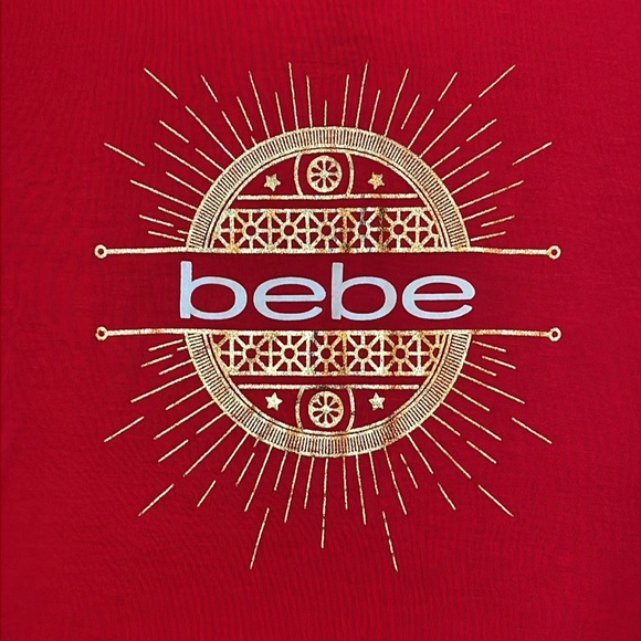 Bebe Woman’s Y2K Red Short Sleeve Fitted T Shirt Size Large - Picture 2 of 5